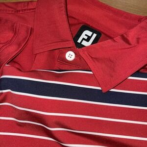 Footjoy Shirt‎ Men M Red White Stripes Short Sleeve Golf Summer
